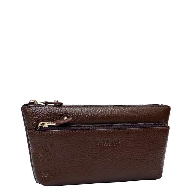 دا ميلانو Wax Leather Multi Pouch - Mocha